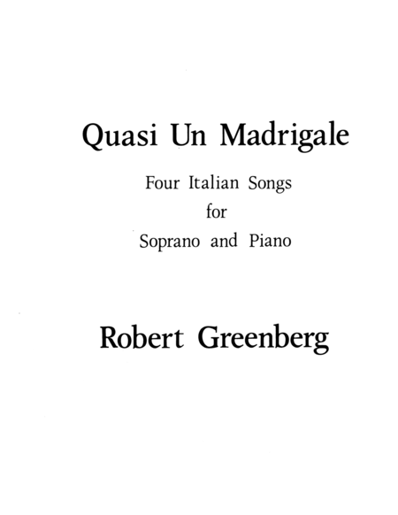 Quasi Un Madrigale For Soprano And Piano Sheet Music