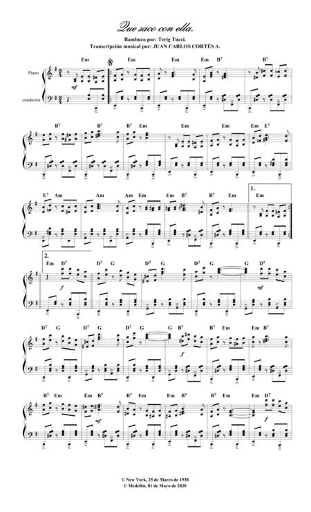 Que Saco Con Ella Bambuco Por Terig Tucci Sheet Music