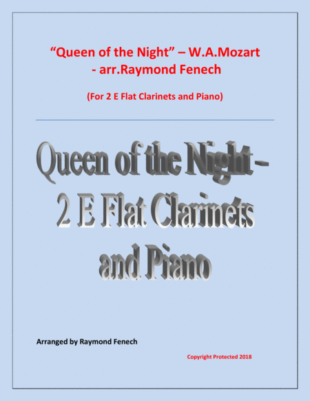 Queen Of The Night From The Magic Flute 2 E Flat Clarinets And Piano Sheet Music