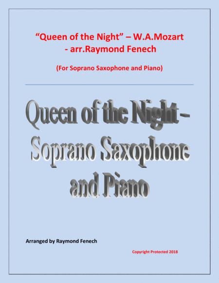 Queen Of The Night From The Magic Flute Soprano Sax And Piano Sheet Music