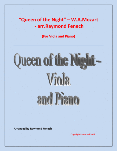 Queen Of The Night From The Magic Flute Viola And Piano Sheet Music