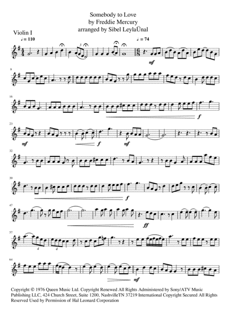 Free Sheet Music Queen Somebody To Love For String Quartet