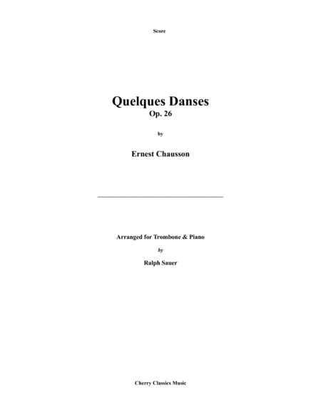 Quelques Danses Op 26 For Trombone And Piano Sheet Music
