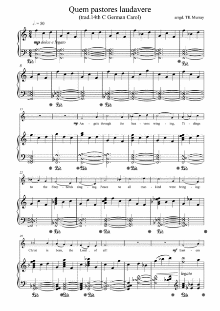 Quem Pastores Laudevere 2 Voices Piano Sheet Music