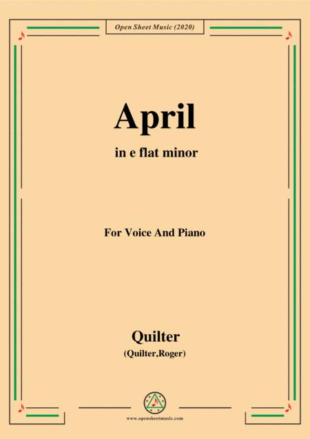 Quilter April In E Flat Minor For Voice And Piano Sheet Music