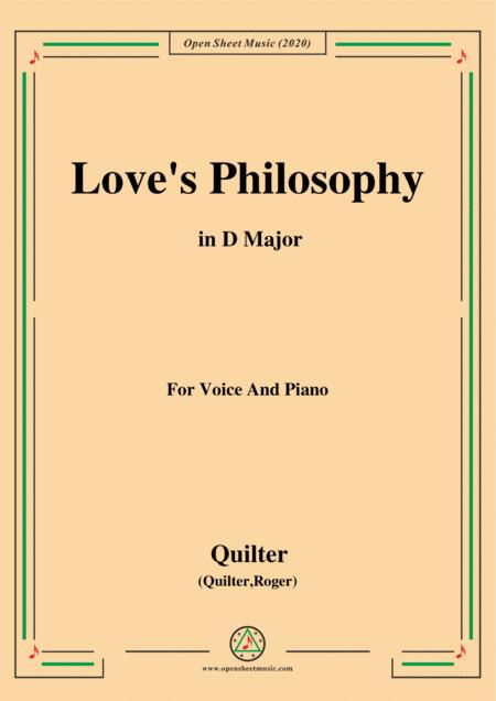 Quilter Love Philosophy In D Major For Voice And Piano Sheet Music