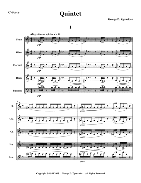 Quintet 1984 2013 Sheet Music