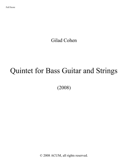 Free Sheet Music Quintet For Bass Guitar And Strings