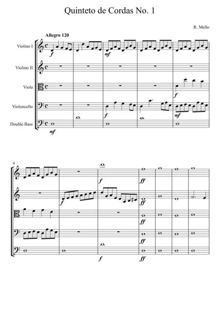 Free Sheet Music Quinteto De Cordas No 1