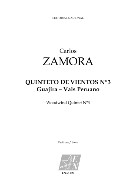 Quinteto De Vientos N 3 Guajira Vals Peruano Woodwind Quintet N 3 Sheet Music
