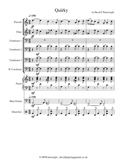 Quirky A Feature For Trombone Section Flutes With Rhythm Section Score Parts Mp3 Sheet Music
