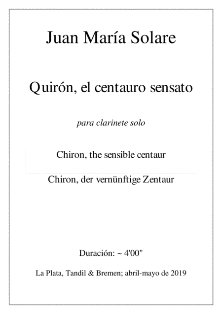 Free Sheet Music Quirn El Centauro Sensato Solo Clarinet