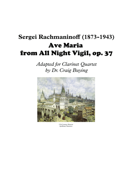 Free Sheet Music Rachmaninoff Ave Maria For Clarinet Quartet