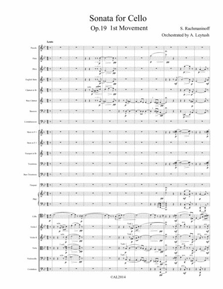 Rachmaninoff Leytush Sonata Concerto For Cello Op 19 Sheet Music