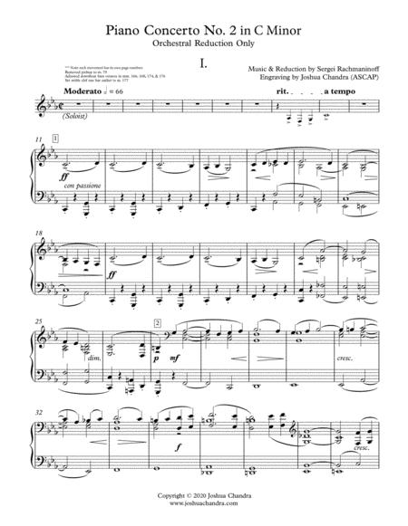 Rachmaninoff Piano Concerto No 2 In C Minor Orchestral Reduction Only All Movements Sheet Music