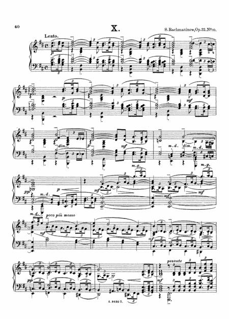 Free Sheet Music Rachmaninoff Prelude Op 32 No 10 In B Minor Original Complete Version