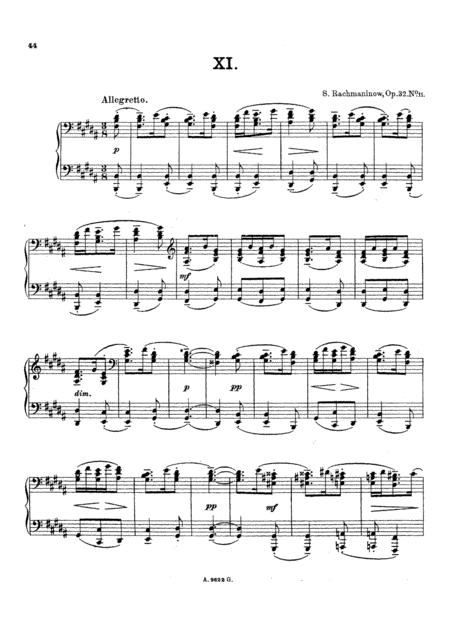 Free Sheet Music Rachmaninoff Prelude Op 32 No 11 In B Major Original Complete Version