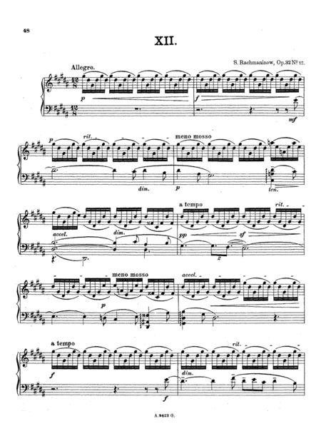 Rachmaninoff Prelude Op 32 No 12 In G Minor Original Complete Version Sheet Music