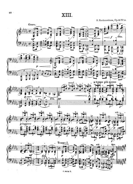 Rachmaninoff Prelude Op 32 No 13 In Db Major Original Complete Version Sheet Music