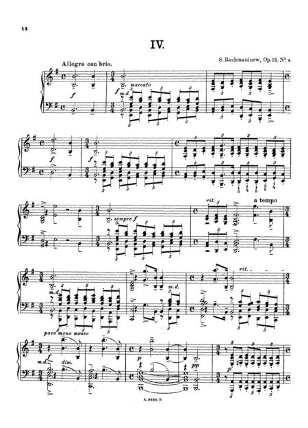 Rachmaninoff Prelude Op 32 No 4 In E Minor Original Complete Version Sheet Music