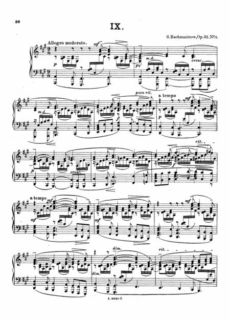 Free Sheet Music Rachmaninoff Prelude Op 32 No 9 In A Major Original Complete Version