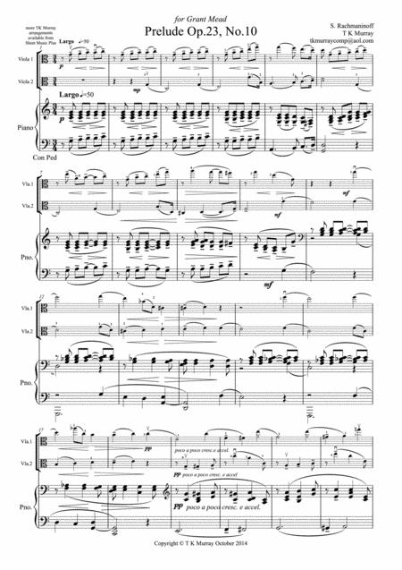 Rachmaninoff Prelude Op23 No10 2 Violas Viola Duo Viola Group Sheet Music