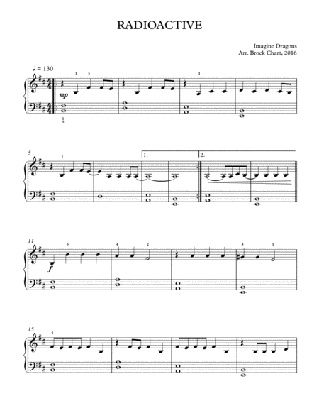 Free Sheet Music Radioactive Easy Piano Solo