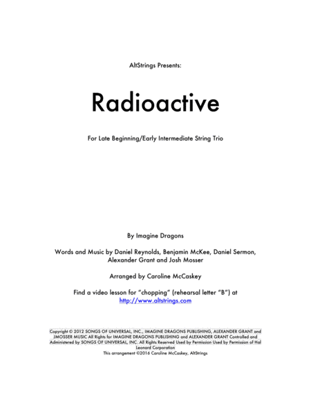 Free Sheet Music Radioactive String Trio Violin Viola Cello