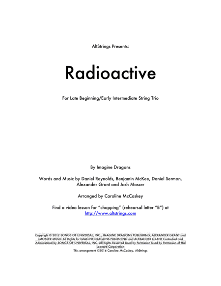 Radioactive String Trio Violin Viola Cello Sheet Music