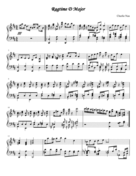 Free Sheet Music Ragtime In D Major