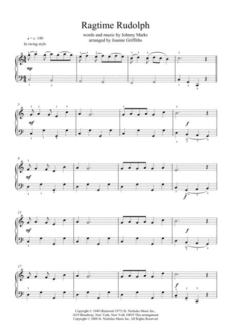 Ragtime Rudolph For Easy Solo Piano Sheet Music