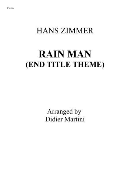 Rain Man End Title Theme Sheet Music