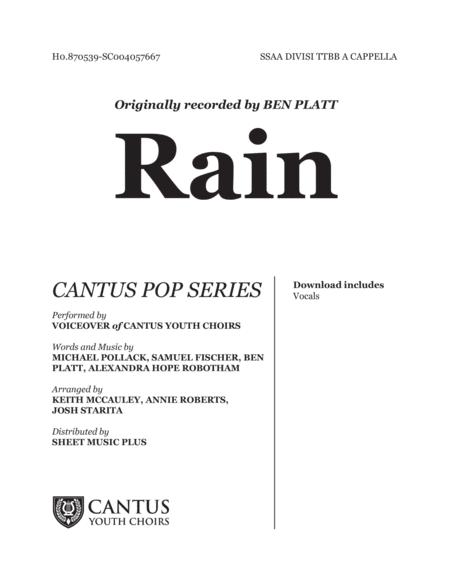 Rain Ssaa Divisi And Ttbb Sheet Music