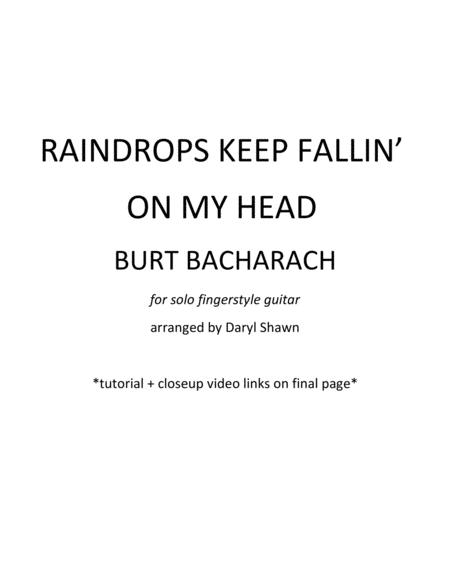 Raindrops Keep Fallin On My Head For Solo Fingerstyle Guitar With Tutorial And Closeup Video Sheet Music