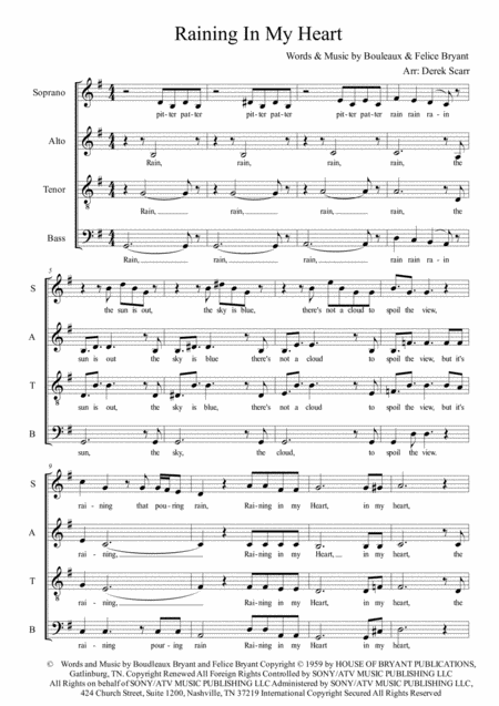 Raining In My Heart Satb A Cappella Sheet Music