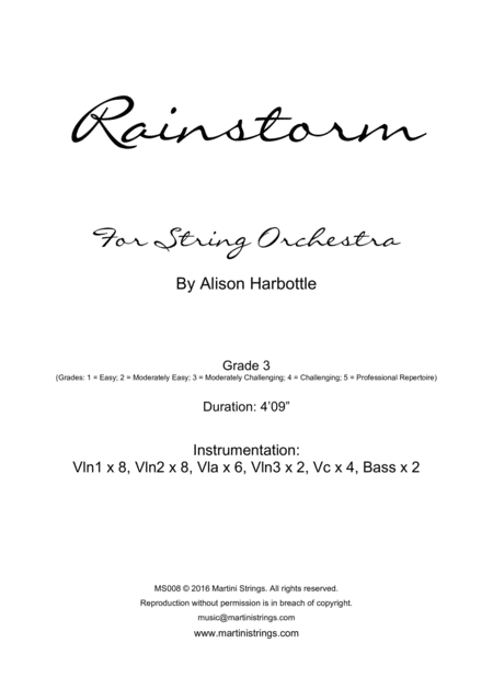 Free Sheet Music Rainstorm For String Orchestra