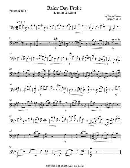 Rainy Day Frolic A Cello Duet Sheet Music