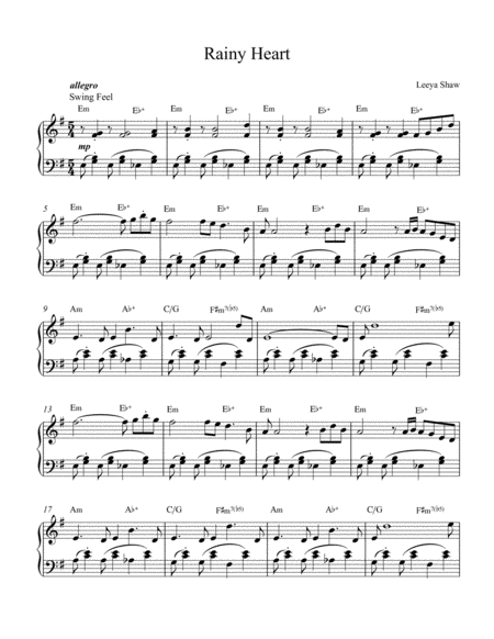 Free Sheet Music Rainy Heart