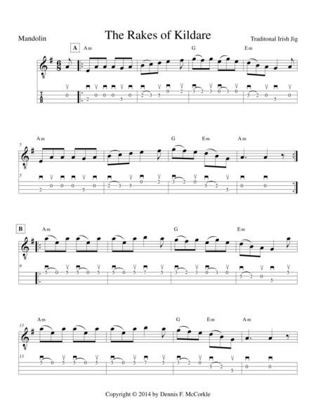 Rakes Of Kildare The For Mandolin Sheet Music