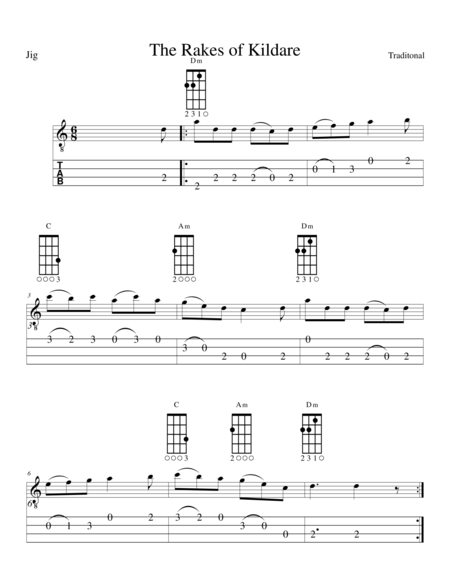 Rakes Of Kildare The For Ukulele Sheet Music