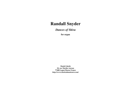 Randall Snyder Dances Of Shiva For Organ Sheet Music