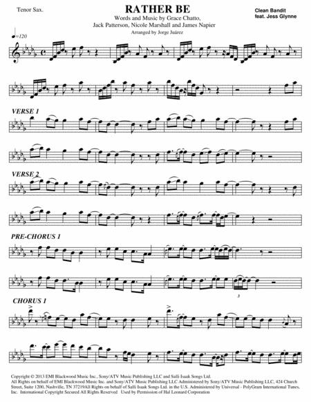 Free Sheet Music Rather Be Tenor Sax