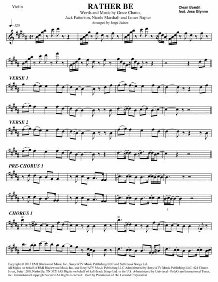 Rather Be Violin Sheet Music