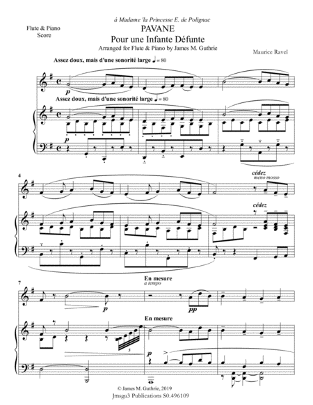 Ravel Pavane For Flute Piano Sheet Music