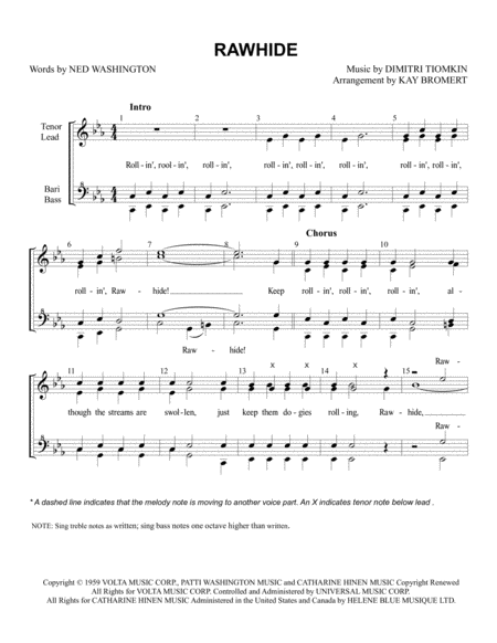 Rawhide Chorus Sheet Music