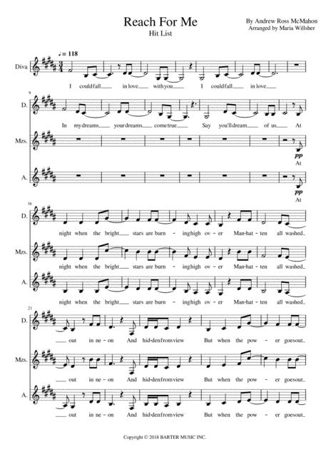 Free Sheet Music Reach For Me Hit List Vocals