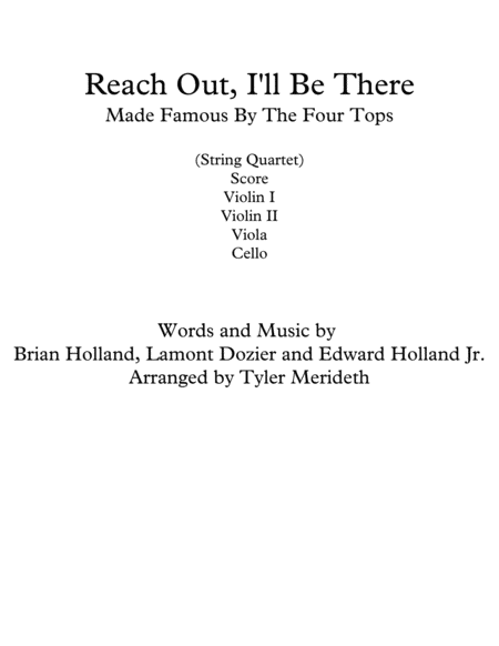 Reach Out And I Will Be There Sheet Music