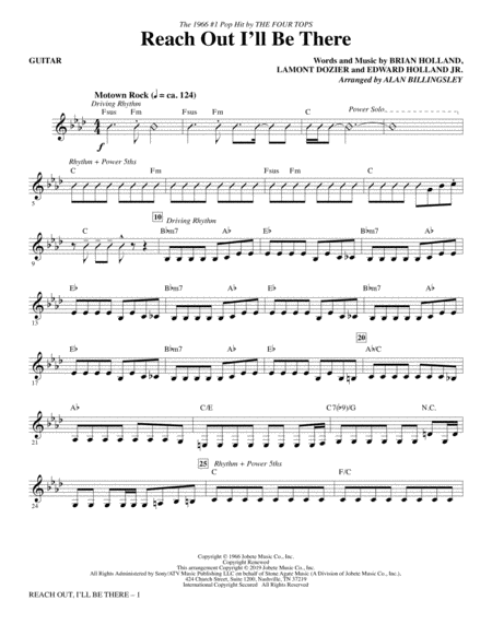 Reach Out I Will Be There Arr Alan Billingsley Guitar Sheet Music