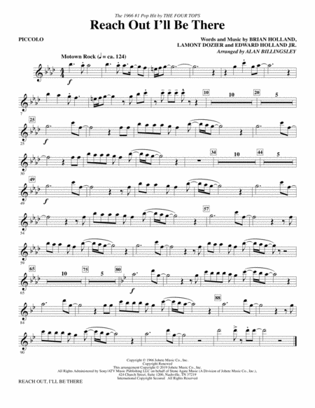 Reach Out I Will Be There Arr Alan Billingsley Piccolo Sheet Music