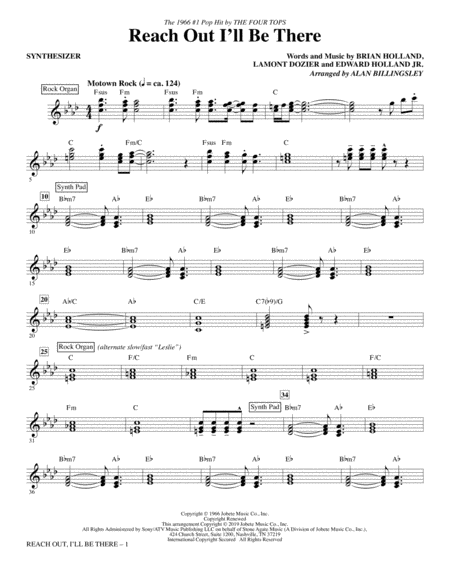 Free Sheet Music Reach Out I Will Be There Arr Alan Billingsley Synthesizer